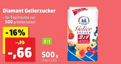 Diamant Gelierzucker 2:1 für nur 0,66 €