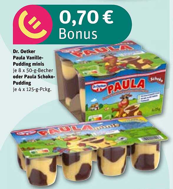 Dr. Oetker Paula Vanille-Pudding minis oder Paula Schoko-Pudding