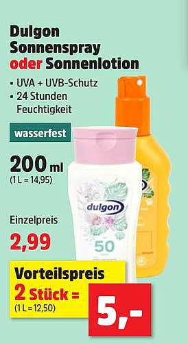 Dulgon Sonnenspray oder Sonnenlotion 200 ml