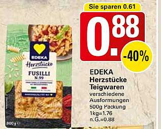 EDEKA Herzstücke Teigwaren Fusilli 500g Packung