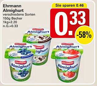 Ehrmann Almighurt verschiedene Sorten 150g Becher