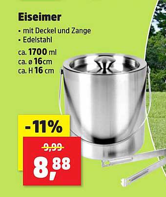 Eiseimer mit Deckel und Zange - Edelstahl