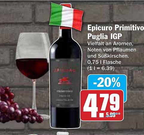 Epicuro Primitivo Puglia IGP - 0,75 l Flasche