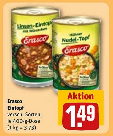 Erasco Eintopf, verschiedene Sorten, je 400-g-Dose