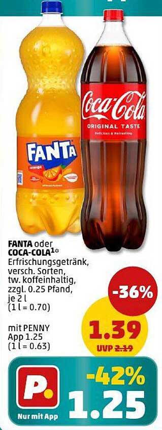 Fanta oder Coca-Cola 2 l