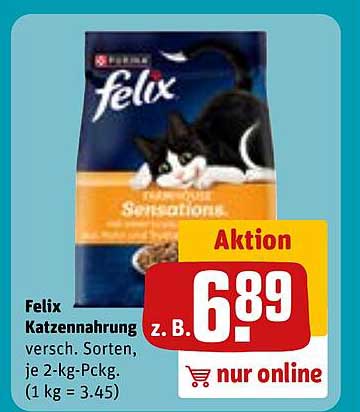 Felix Katzennahrung versch. Sorten, je 2-kg-Pckg.