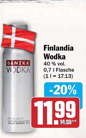 Finlandia Wodka 40 % vol, 0,7 l Flasche