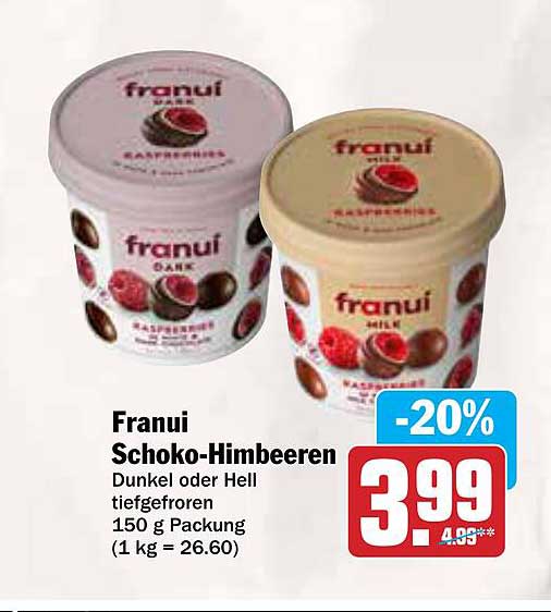 Franui Schoko-Himbeeren Dunkel oder Hell 150 g