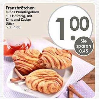 Franzbrötchen süßes Plundergebäck aus Hefeteig, mit Zimt und Zucker Stück