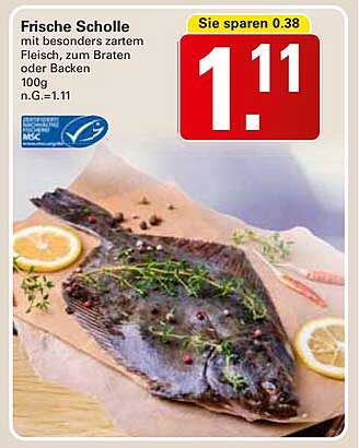 Frische Scholle mit besonders zartem Fleisch, zum Braten oder Backen