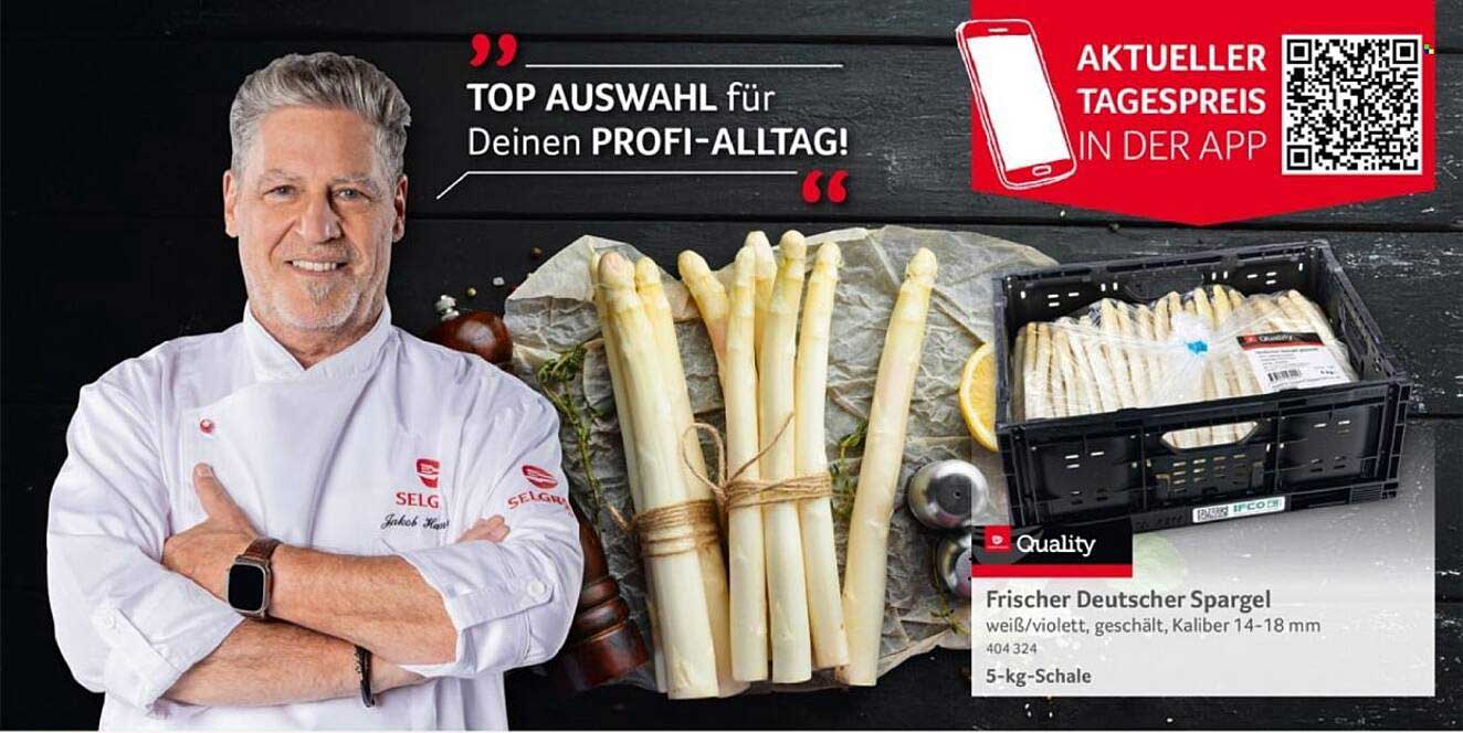 Frischer Deutscher Spargel - weiß/violett, geschält, Kaliber 14-18 mm, 5-kg-Schale