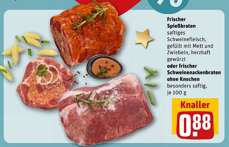 Frischer Spießbraten oder frischer Schweinenackenbraten ohne Knochen