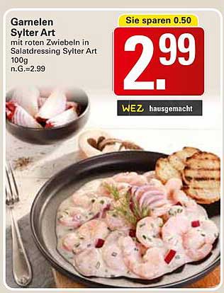 Garnelen Sylter Art mit roten Zwiebeln in Salatdressing Sylter Art 100g
