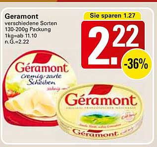 Géramont verschiedene Sorten 130-200g Packung