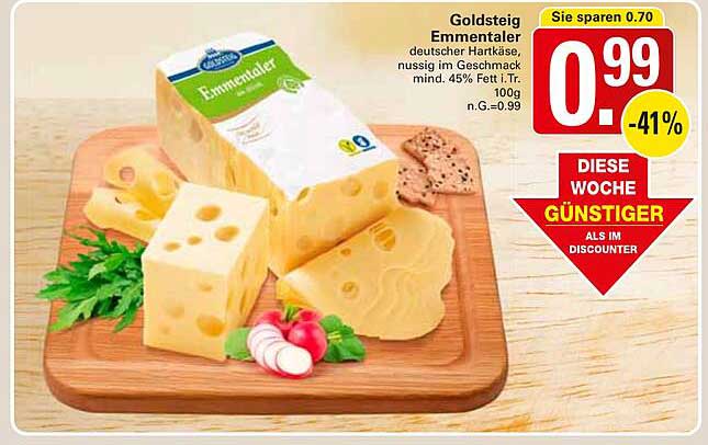 Goldsteig Emmental Käse 100g - nur 0,99 €
