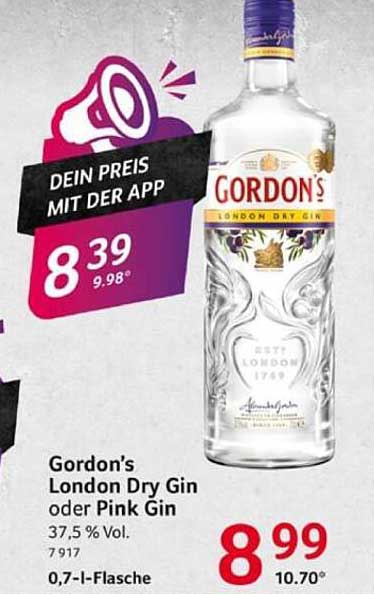Gordon's London Dry Gin oder Pink Gin 0,7-l-Flasche