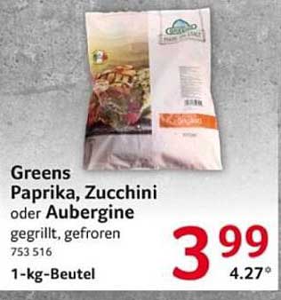 Greens Paprika, Zucchini oder Aubergine - Gegrillt, Gefroren, 1-kg-Beutel