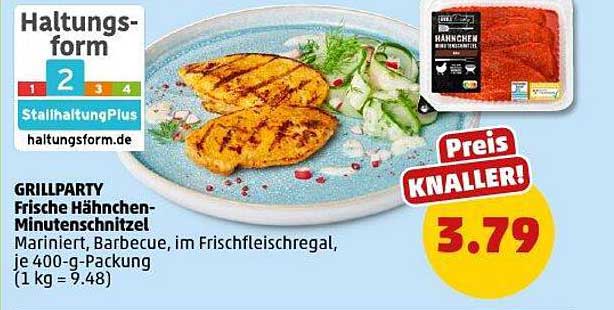 GRILLPARTY Frische Hähnchen-Minutensteaks, mariniert, im Frischfleischregal, je 400-g-Packung