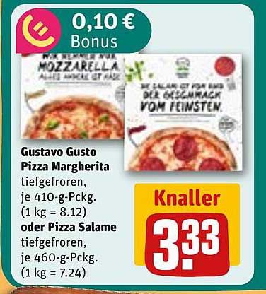 Gustavo Gusto Pizza Margherita oder Pizza Salame