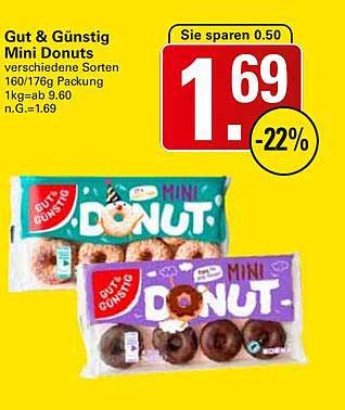 Gut & Günstig Mini Donuts 160/176g