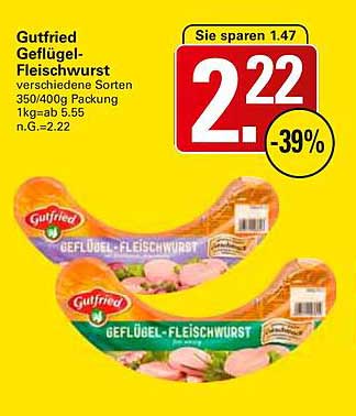 Gutfried Geflügel-Fleischwurst verschiedene Sorten 350/400g