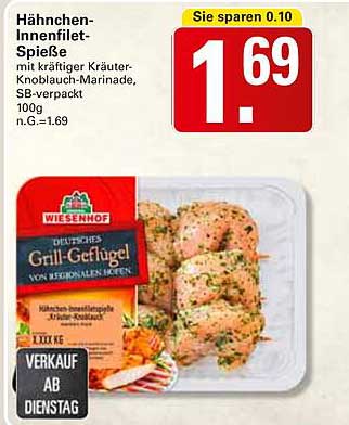 Hähnchen-Innenfilet-Spieße mit kräftiger Kräuter-Knoblauch-Marinade