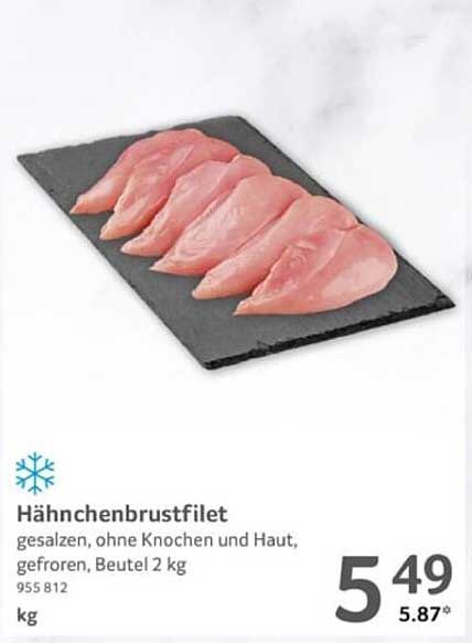 Hähnchenbrustfilet gesalzen, ohne Knochen und Haut, gefroren, Beutel 2 kg