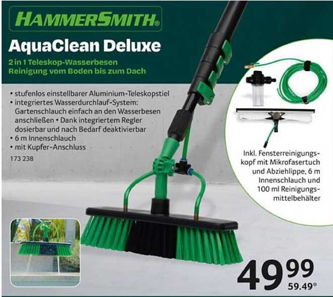 HAMMERSMITH AquaClean Deluxe 2 in 1 Telescopic Water Broom