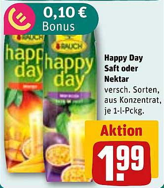 Happy Day Saft oder Nektar - verschiedene Sorten, aus Konzentraten, je 1-Liter-Packung