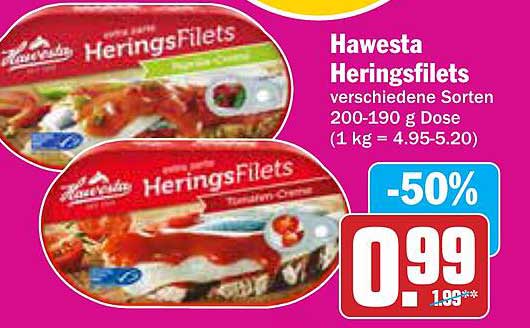 Hawesta Heringsfilets verschiedene Sorten 200-190 g Dose