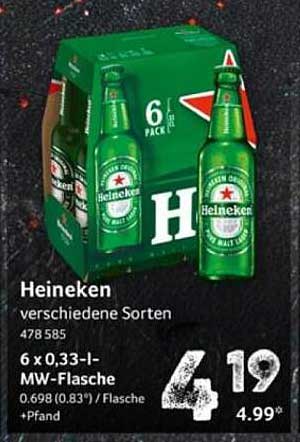 Heineken 6 x 0,33 l - verschiedene Sorten