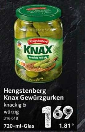 Hengstenberg Knax Gewürzgurken 720-ml-Glas
