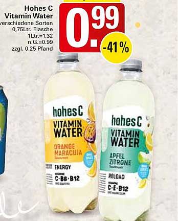Hohes C Vitamin Water 0,75L - Verschiedene Sorten