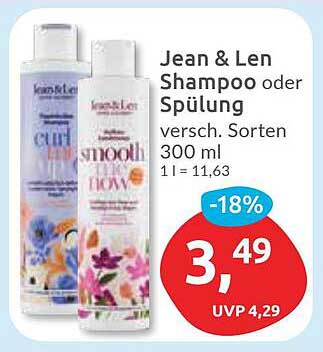 Jean & Len Shampoo oder Spülung – 300 ml jetzt für nur 3,49 €
