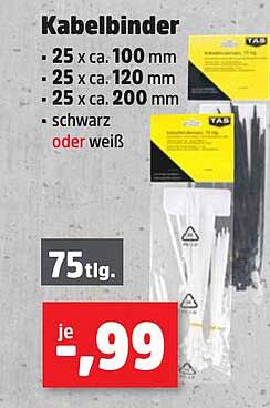 Kabelbinder – 75-teilig für vielfältige Einsätze