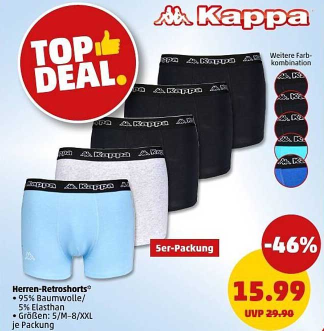 Kappa Herren-Retroschorts 5er-Packung