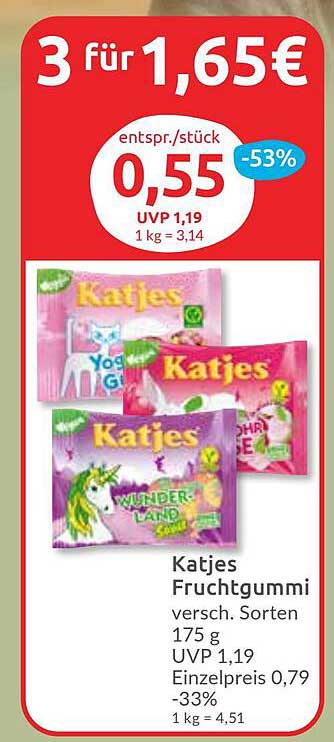 Katjes Fruchtgummi – verschiedene Sorten 175 g