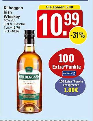 Kilbeggan Irish Whiskey 0,7L Flasche