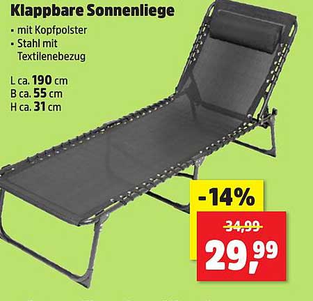 Klappbare Sonnenliege mit Kopfpolster