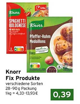 Knorr Fix Produkte – Verschiedene Sorten