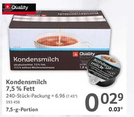 Kondensmilch 7,5 % Fett