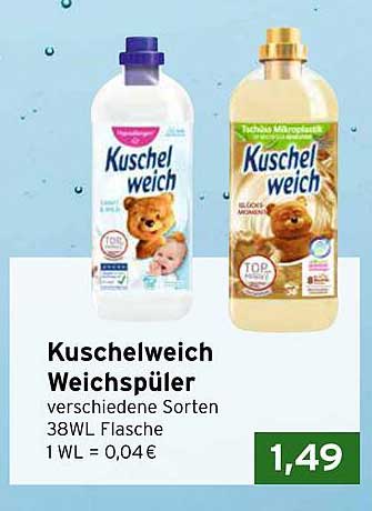 Kuschelweich Weichspüler verschiedene Sorten 38WL Flasche