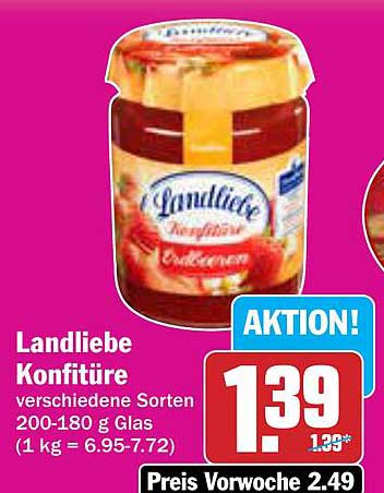 Landliebe Konfitüre verschiedene Sorten 200-180 g Glas