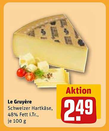 Le Gruyère Schweizer Hartkäse, 48% Fett i.Tr., je 100 g