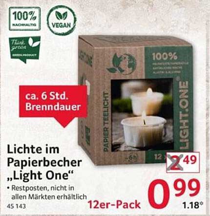 Lichte im Papierbecher „Light One“ 12er-Pack