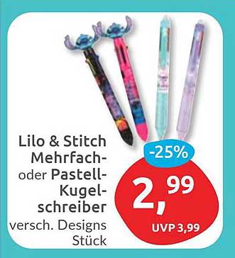 Lilo & Stitch Mehrfach- oder Pastell-Kugelschreiber, verschiedene Designs