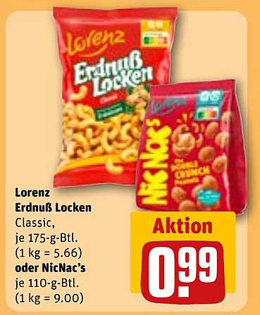 Lorenz Erdnuss Locken Classic, je 175-g-Btl.