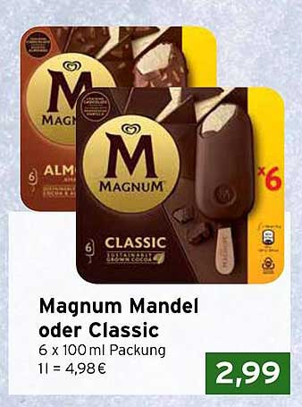 Magnum Mandel oder Classic 6 x 100 ml Packung