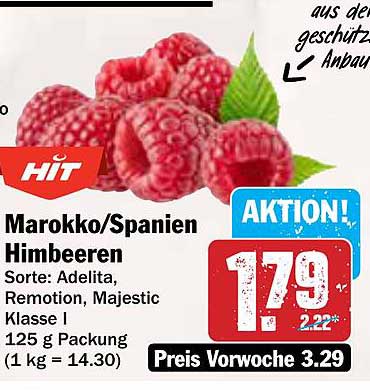 Marokko/Spanien Himbeeren, 125 g Packung