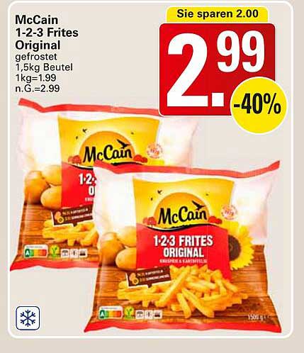 McCain 1-2-3 Frites Original 1,5kg Beutel